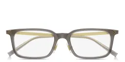 Shop Dunhill Engraved Logo Rectangle Eyeglasses in Transparent Grey online.