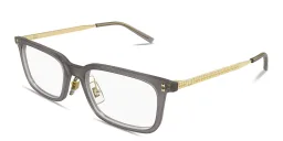 Shop Dunhill Engraved Logo Rectangle Eyeglasses in Transparent Grey online.