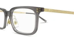 Shop Dunhill Engraved Logo Rectangle Eyeglasses in Transparent Grey online.