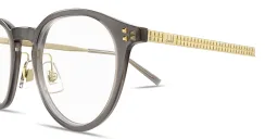Shop Dunhill Engraved Logo Panthos Eyeglasses in Transparent Grey online.