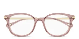 Shop Chloe Aly Square Eyeglasses in Transparent Pink online.