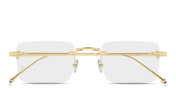 Shop Cartier Pasha Rimless Rectangle Eyeglasses in Gold online.