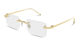 Shop Cartier Pasha Rimless Rectangle Eyeglasses in Gold online.