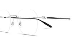 Shop MONTBLANC Snowcap Rimless Panthos Eyeglasses in Silver online.