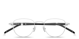 Shop MONTBLANC Meisterstück Panthos Eyeglasses in Silver online.