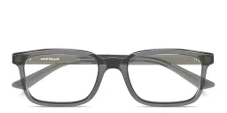 Shop MONTBLANC Snowcap Wide Rectangle Eyeglasses in Transparent Grey online.