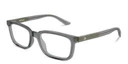 Shop MONTBLANC Snowcap Wide Rectangle Eyeglasses in Transparent Grey online.