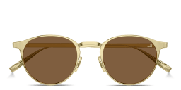 Shop Dunhill Engraved Logo Round Sunglasses in Gold online.