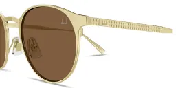 Shop Dunhill Engraved Logo Round Sunglasses in Gold online.