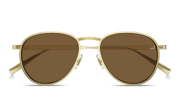 Shop Dunhill Engraved Logo Pilot Sunglasses in Gold online.