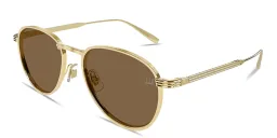 Shop Dunhill Engraved Logo Pilot Sunglasses in Gold online.
