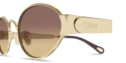 Shop Chloe Holly Oval Sunglasses in Gold online.