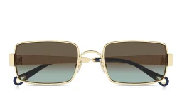 Shop Chloe Holly Rectangle Sunglasses in Gold online.