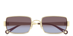 Shop Chloe Holly Rectangle Sunglasses in Gold online.