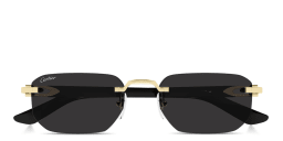 Shop Cartier Signature C de Cartier Rimless Rectangle Sunglasses in Gold online.