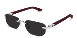 Shop Cartier Signature C de Cartier Rimless Rectangle Sunglasses in Silver online.