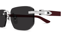 Shop Cartier Signature C de Cartier Rimless Rectangle Sunglasses in Silver online.