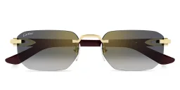 Shop Cartier Signature C de Cartier Rimless Rectangle Sunglasses in Shiny Gold online.