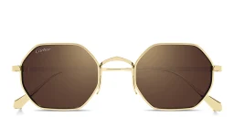 Shop Cartier Signature C de Cartier Unisex Irregular Sunglasses in Gold online.