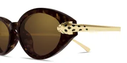 Shop Cartier Panthère de Cartier Oval Sunglasses in Havana online.