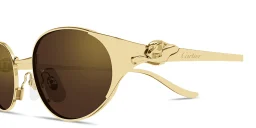 Shop Cartier Panthère de Cartier Oval Sunglasses in Gold online.