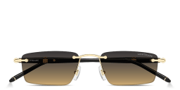 Shop MONTBLANC Meisterstück Rimless Rectangle Sunglasses in Gold online.