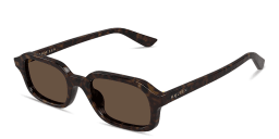 Shop Alexander McQueen Spike Rectangle Sunglasses in Havana online.