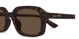 Shop Alexander McQueen Spike Rectangle Sunglasses in Havana online.