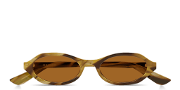 Shop Alexander McQueen Spike Oval Sunglasses in Havana online.