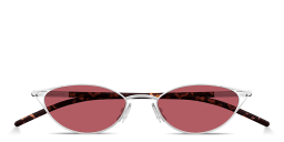 Shop Alexander McQueen Sleek Cat-Eye Sunglasses in Silver online.