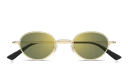 Shop Alexander McQueen Linear Unisex Panthos Sunglasses in Gold online.