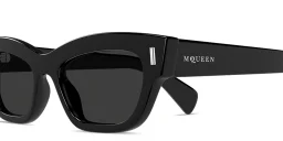 Shop Alexander McQueen T-Bar Rivet Cat-Eye Sunglasses in Black online.
