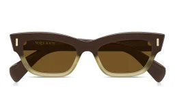 Shop Alexander McQueen T-Bar Rivet Cat-Eye Sunglasses in Brown online.