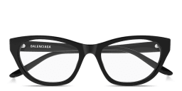Shop BALENCIAGA Logo Signature Cat-Eye Eyeglasses in Shiny Black online.