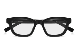 Shop GUCCI Web Square Eyeglasses in Shiny Black online.