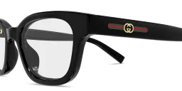 Shop GUCCI Web Square Eyeglasses in Shiny Black online.
