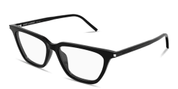 Shop SAINT LAURENT Thin Acetate Cat-Eye Eyeglasses in Shiny Black online.