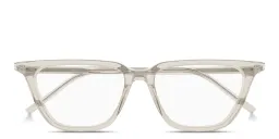 Shop SAINT LAURENT Thin Acetate Cat-Eye Eyeglasses in Transparent Cream online.