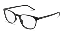 Shop SAINT LAURENT Logo Signature Unisex Panthos Eyeglasses in Shiny Black online.