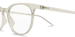 Shop SAINT LAURENT Logo Signature Unisex Panthos Eyeglasses in Transparent Cream online.