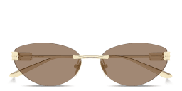 Shop BALENCIAGA Gossip Rimless Cat-Eye Sunglasses in Light Gold online.