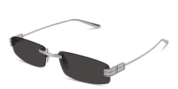 Shop BALENCIAGA Gossip Rimless Rectangle Sunglasses in Shiny Light Ruthenium online.