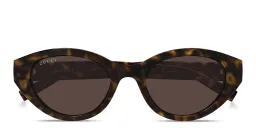 Shop GUCCI Web Cat-Eye Sunglasses in Dark Havana online.