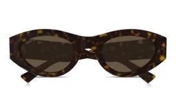 Shop GUCCI Monogram Wirecore Oval Sunglasses in Dark Havana online.