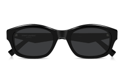 Shop SAINT LAURENT Monogram YSL Rectangle Sunglasses in Shiny Black online.