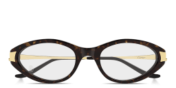 Shop Cartier Panthère de Cartier Oval Eyeglasses in Havana online.