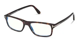 Shop TOM FORD T Logo Wide Rectangle Eyeglasses in Dark Havana online.