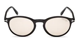 Shop TOM FORD Prescott Round Sunglasses in Shiny Black online.