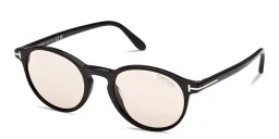 Shop TOM FORD Prescott Round Sunglasses in Shiny Black online.