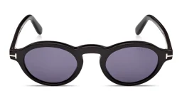 Shop TOM FORD Aristotle Oval Sunglasses in Shiny Black online.